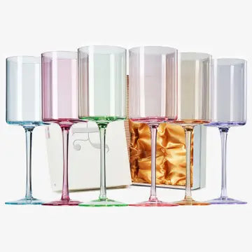 Multi-Colored Square Wine Glasses